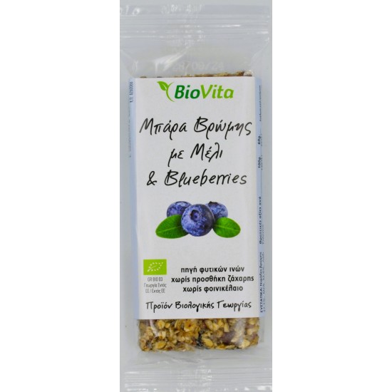 Μπάρα βρώμης με μέλι & blueberries 60 γρ. ΒΙΟ