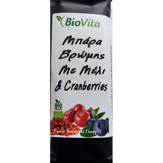 Μπάρα βρώμης με μέλι & cranberries 60 γρ. ΒΙΟ 